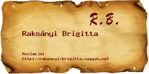 Raksányi Brigitta névjegykártya